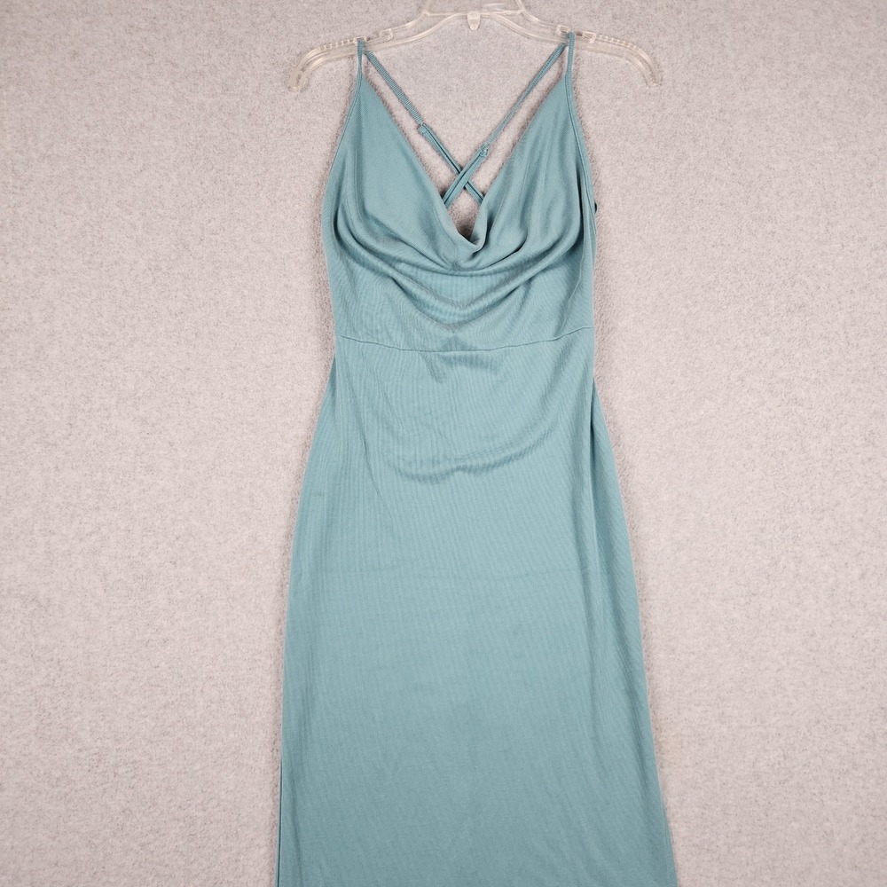 Forever 21‎ Bodycon Dress Womens Small Blue Ribbed Adjustable Strap Cross Back
